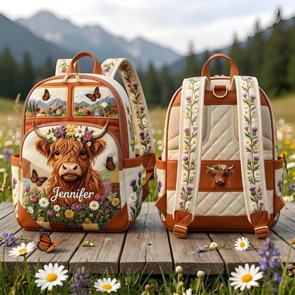 🔥 Limited-time 50% off Graduation Season Sale 🎁 🎒 Personalized Highland Cow & Wildflower Backpack