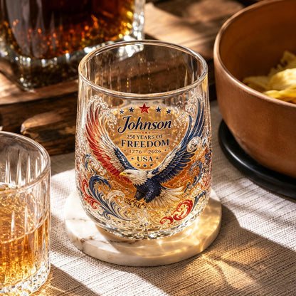 Personalized 250th Anniversary "Freedom Eagle" Stemless Glass