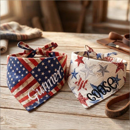 Personalized Patriotic Dog Bandanas