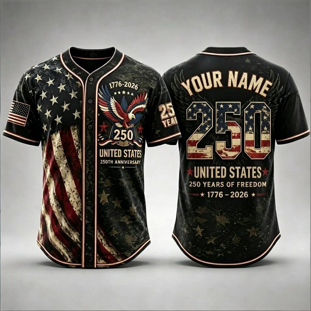 Personalized America 250th Anniversary Vintage Baseball Jersey