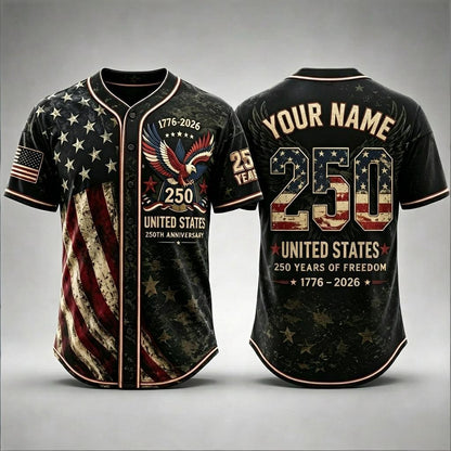 Personalized America 250th Anniversary Vintage Baseball Jersey