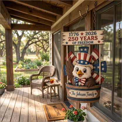 Personalized 250th Anniversary Patriotic Eagle Wind Spinner Yard Decor