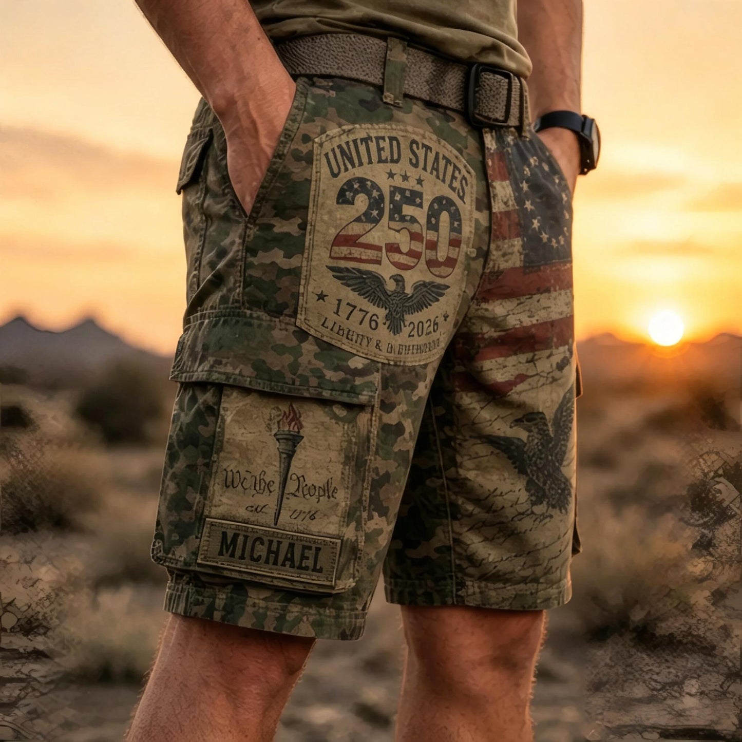 Personalized America 250th Anniversary Cargo Shorts