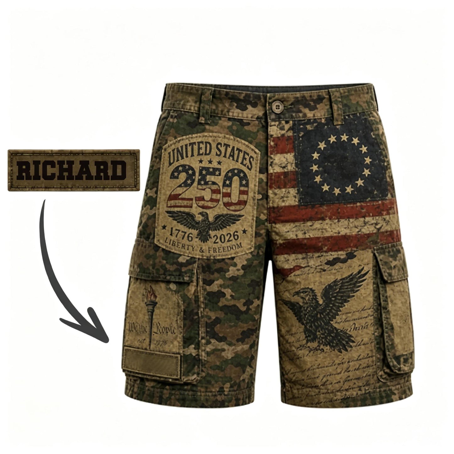 Personalized America 250th Anniversary Cargo Shorts