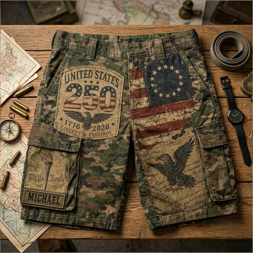 Personalized America 250th Anniversary Cargo Shorts