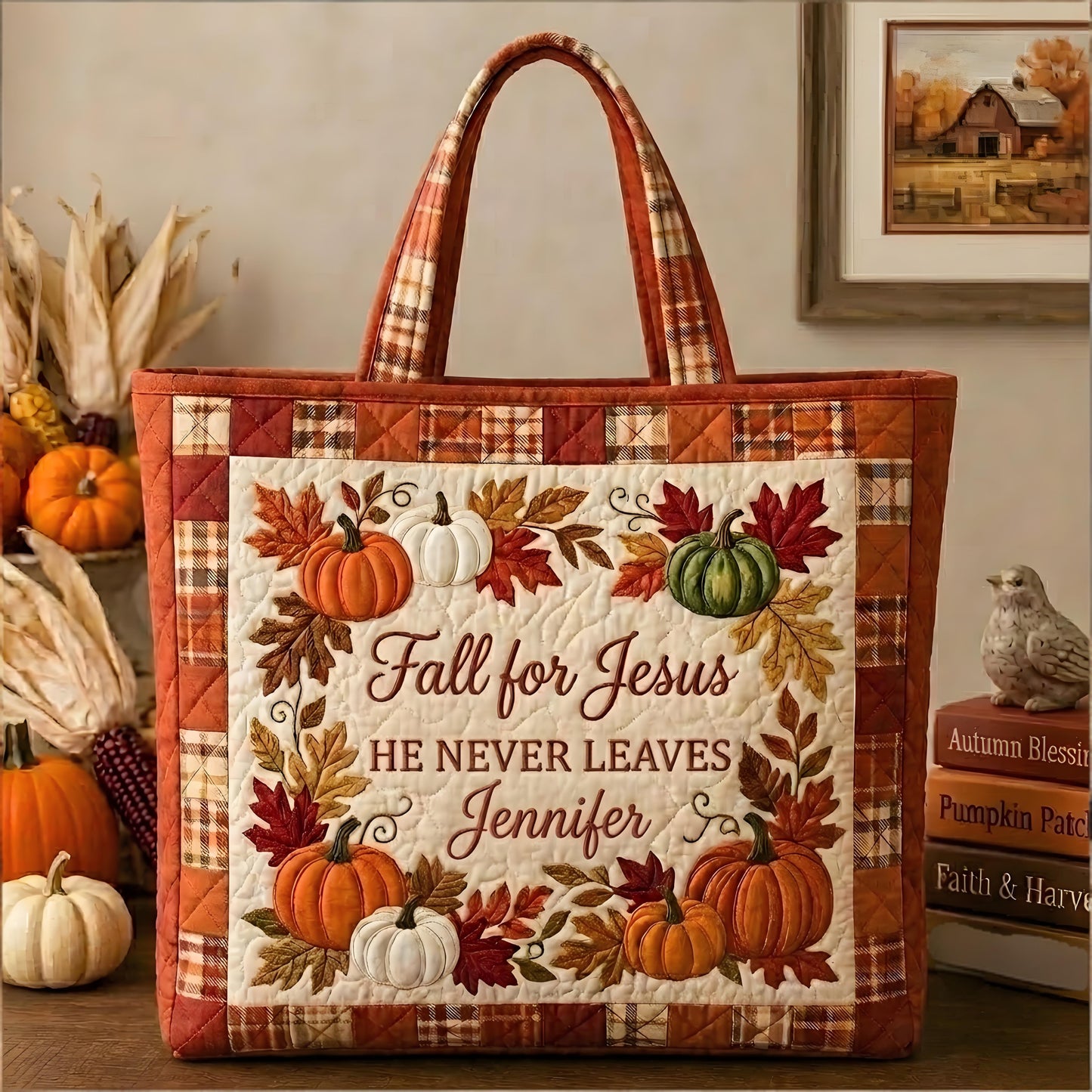 Personalized Christian Quilted Tote Bag