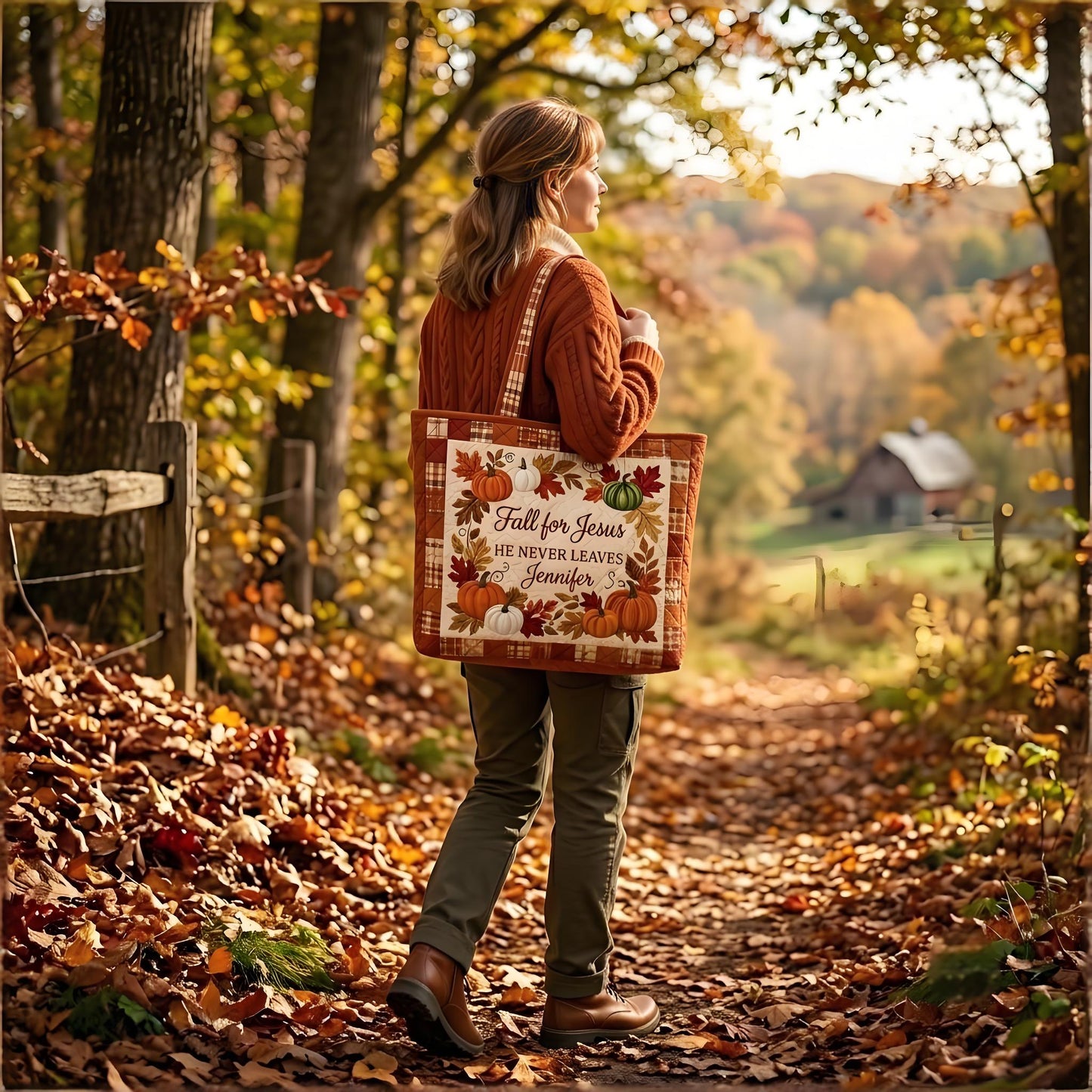 Personalized Christian Quilted Tote Bag
