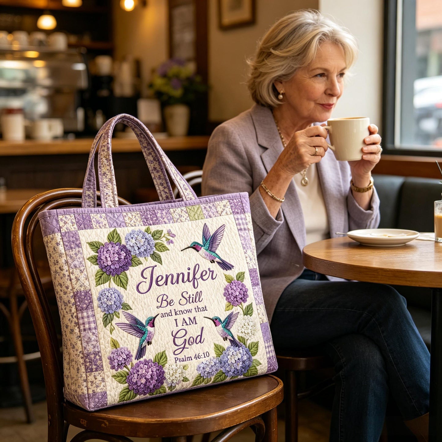 Personalized Christian Quilted Tote Bag