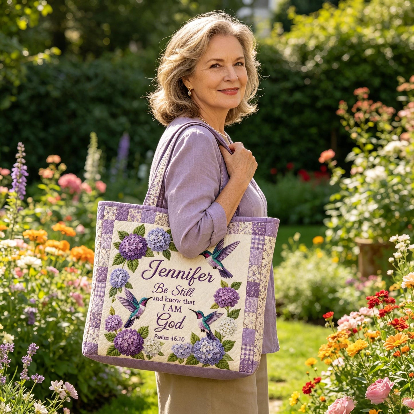 Personalized Christian Quilted Tote Bag