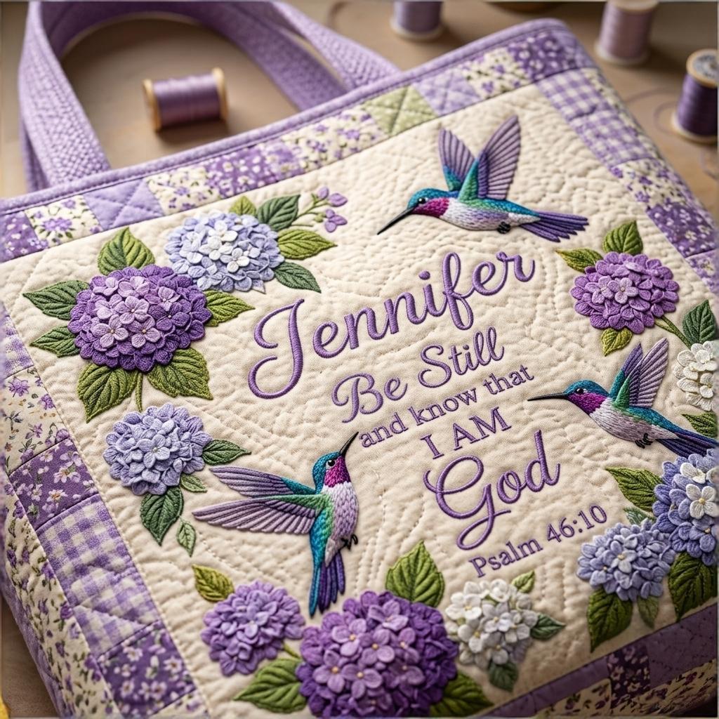 Personalized Christian Quilted Tote Bag