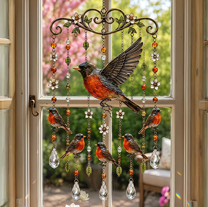 🐦 Stained Hummingbird Wind Chime – A Heavenly Melody for Your Garden