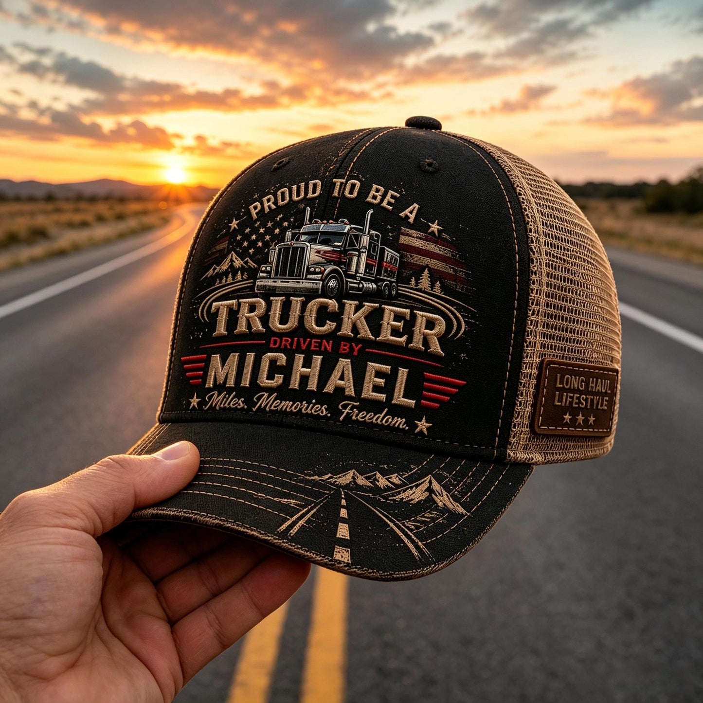 Personalized "Proud To Be A Trucker" Custom Name Mesh Trucker Hat