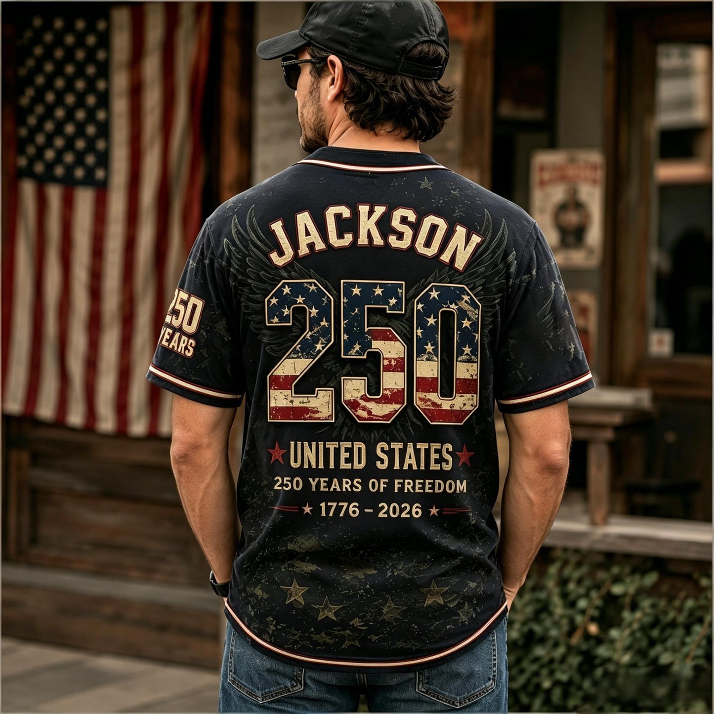 Personalized America 250th Anniversary Vintage Baseball Jersey