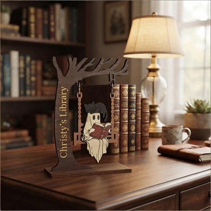 👻📚Personalized Chilling Ghost On Swing Reading Decor
