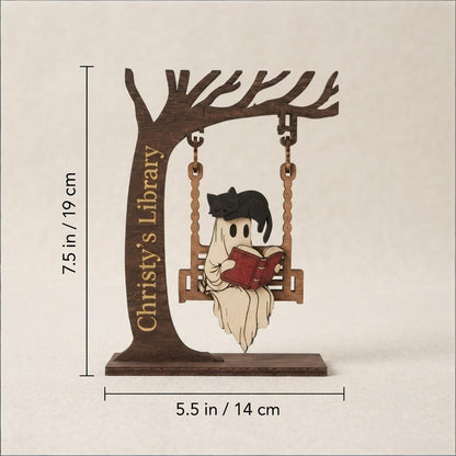 👻📚Personalized Chilling Ghost On Swing Reading Decor