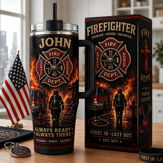 Personalized Firefighter Courage Honor Sacrifice Stainless Steel Tumbler
