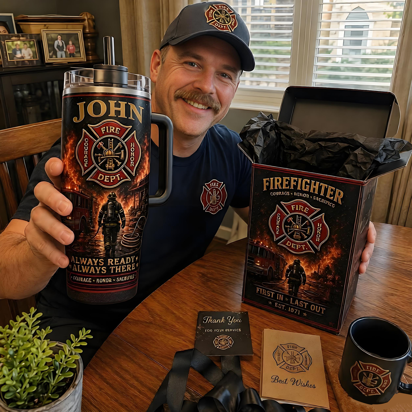 Personalized Firefighter Courage Honor Sacrifice Stainless Steel Tumbler