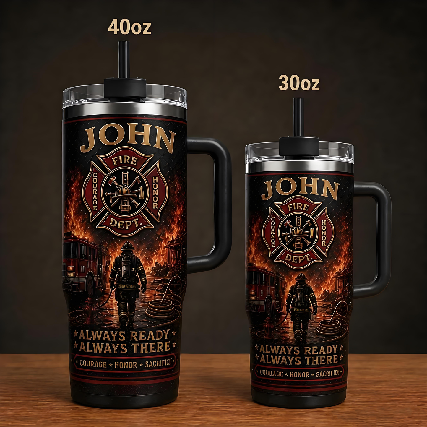 Personalized Firefighter Courage Honor Sacrifice Stainless Steel Tumbler