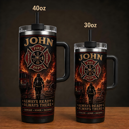 Personalized Firefighter Courage Honor Sacrifice Stainless Steel Tumbler