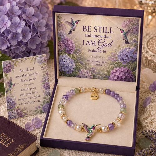 ✝️ Psalm 46:10 Faith Bracelet | Limited Edition 2026 Christian Jewelry with 7 Meaningful Nature Symbols, Gemstone-Style Beads & Scripture Gift Box