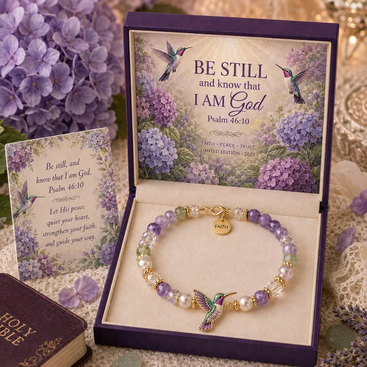 ✝️ Psalm 46:10 Faith Bracelet | Limited Edition 2026 Christian Jewelry with 7 Meaningful Nature Symbols, Gemstone-Style Beads & Scripture Gift Box