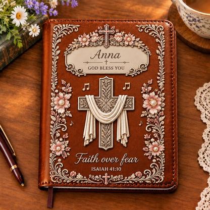 Personalized Faith Over Fear Journal – Custom Name Scripture Notebook