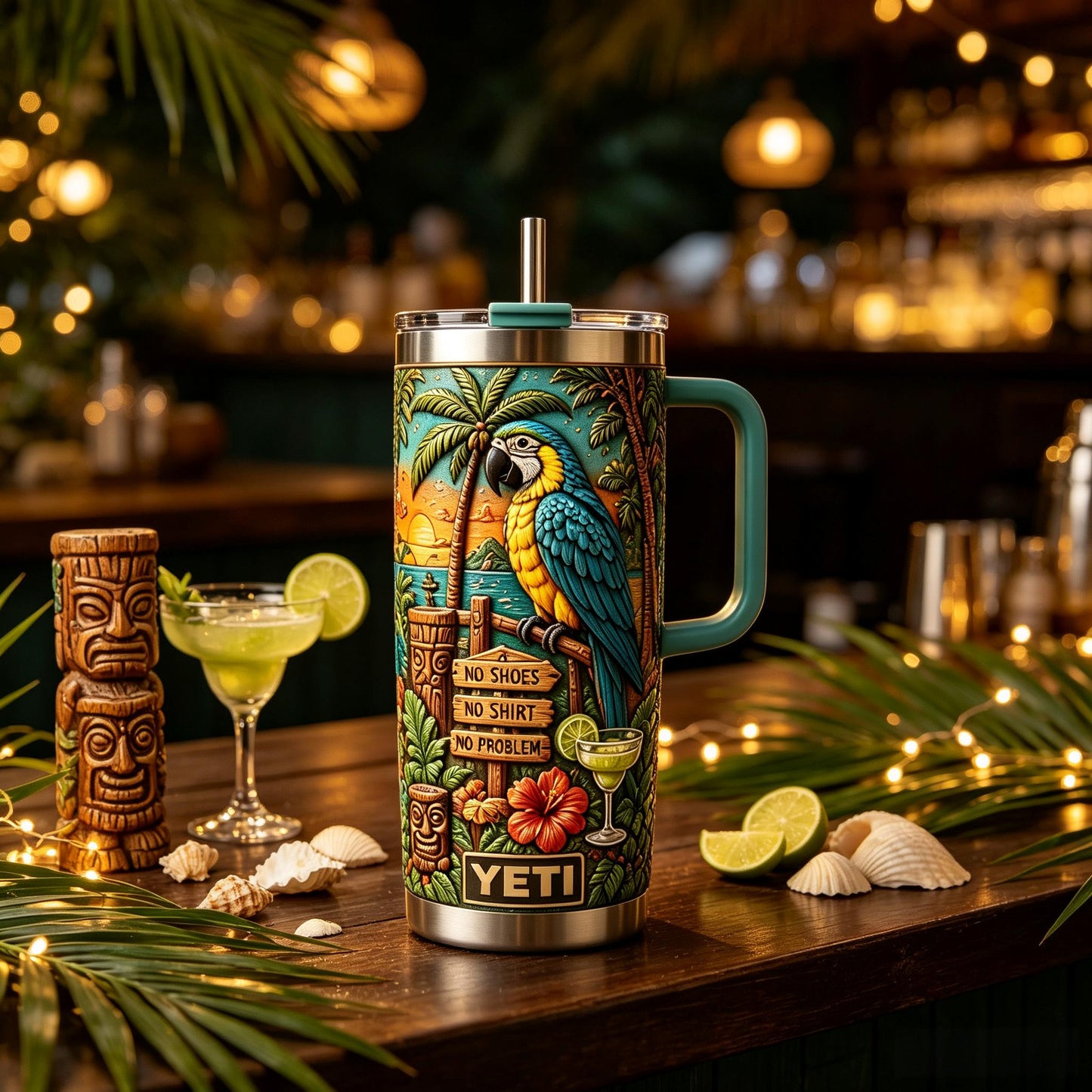 🦜Personalized Tiki Life Tumbler