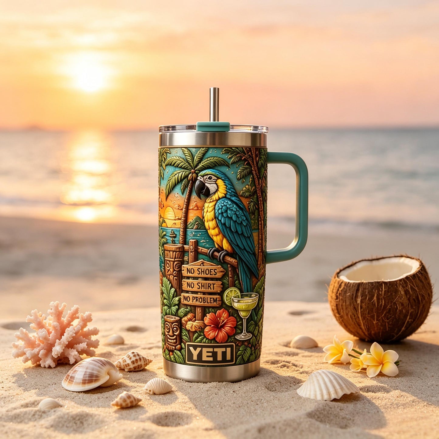 🦜Personalized Tiki Life Tumbler