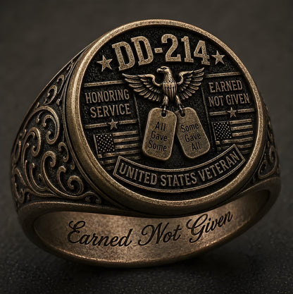 🎖️ DD-214 Veteran Honor Ring — EARNED NOT GIVEN