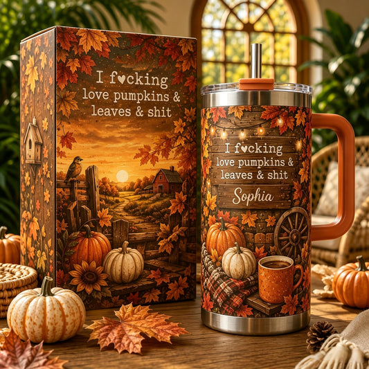Personalized Fall Pumpkin Tumbler Gift Set