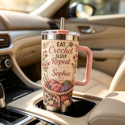 🧶🌸Personalized Crochet Lover Tumbler