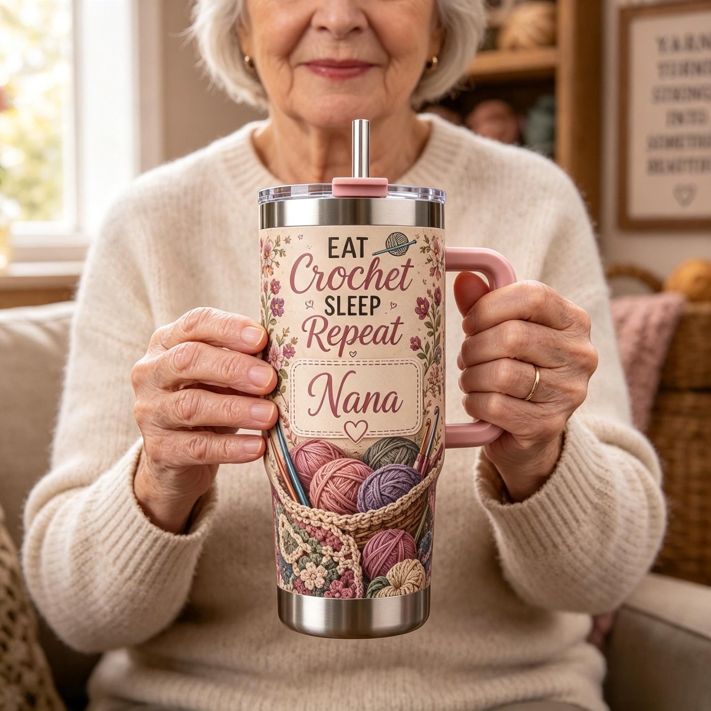 🧶🌸Personalized Crochet Lover Tumbler