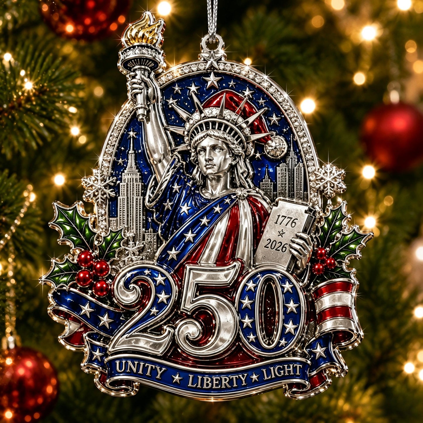 USA 250th Anniversary Christmas Ornament