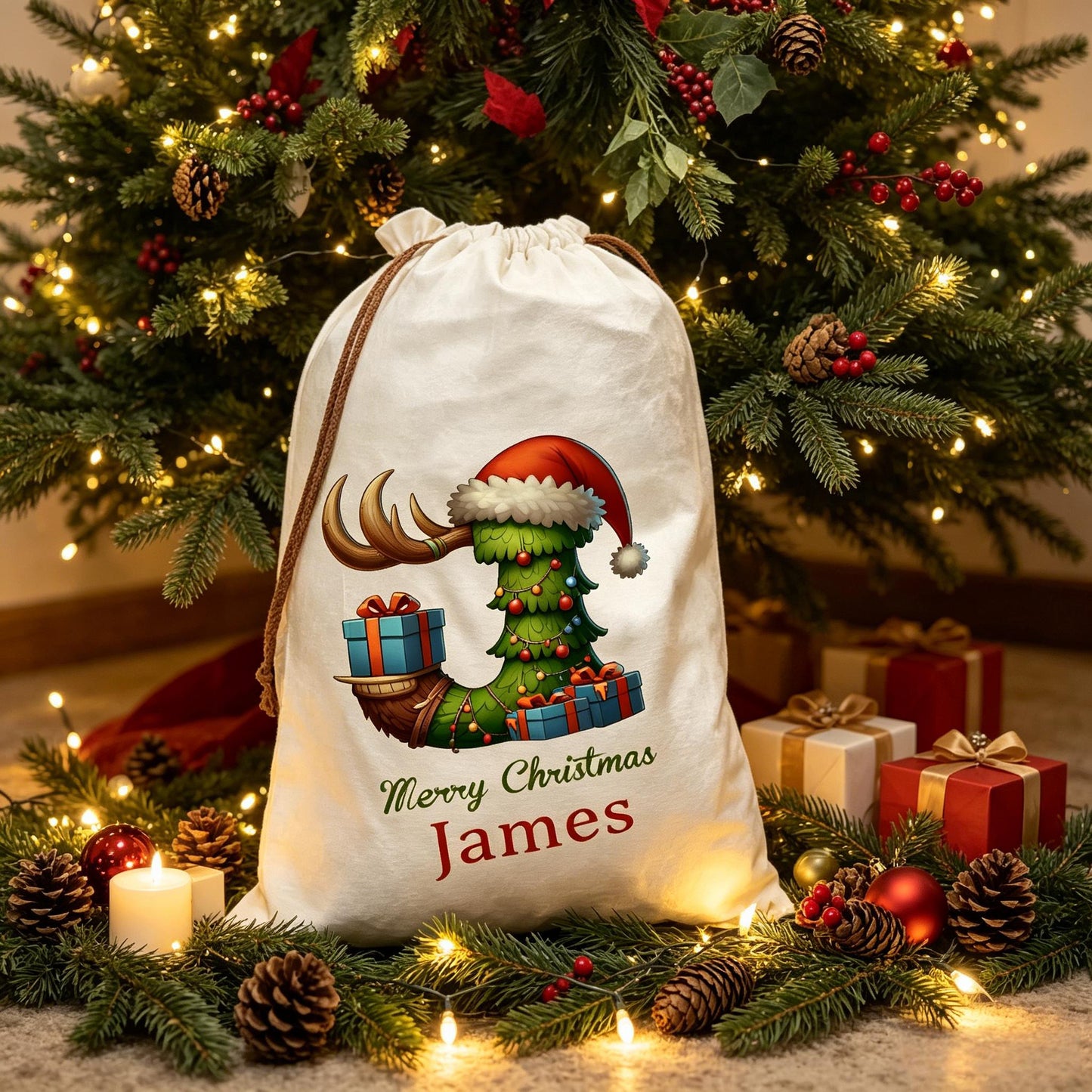 🎄 Personalized Christmas Gift Sack – A Festive Bag Made Just for Them