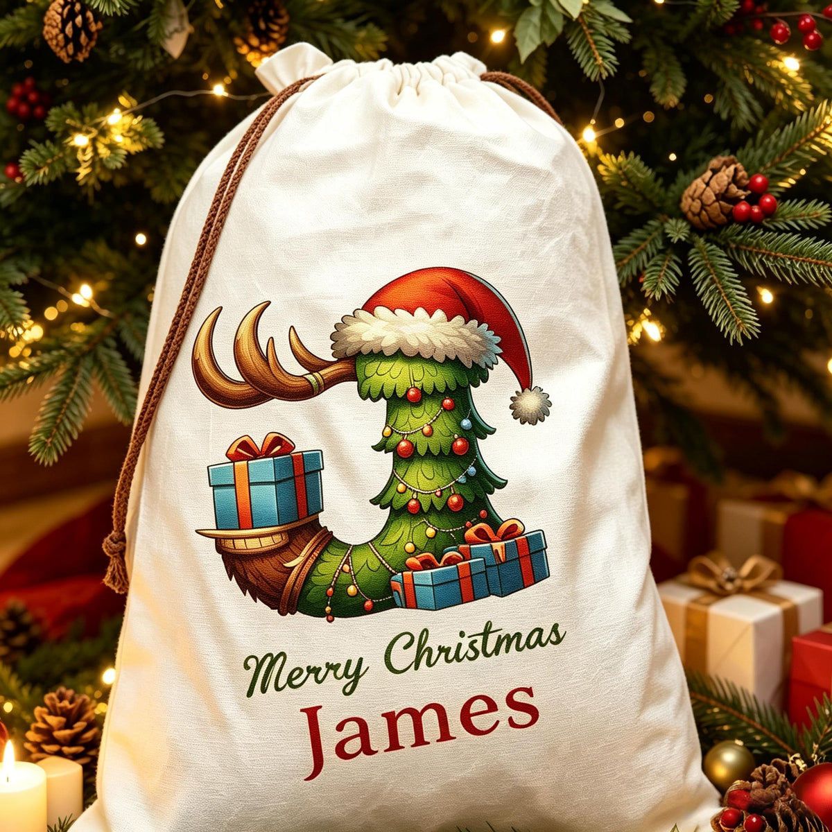 🎄 Personalized Christmas Gift Sack – A Festive Bag Made Just for Them