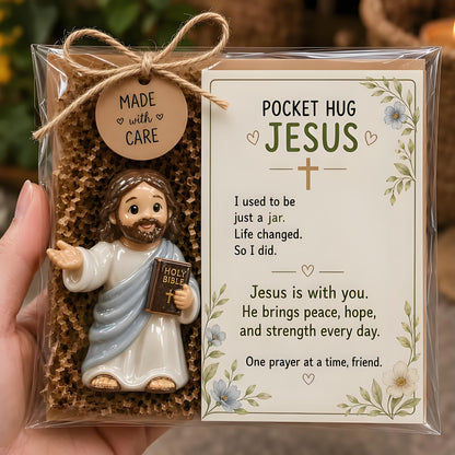 🕊️ Pocket Hug Jesus — In Prayer – Faith in the Palm of Your Hand. Peace That Goes Wherever You Do. 🙏✨