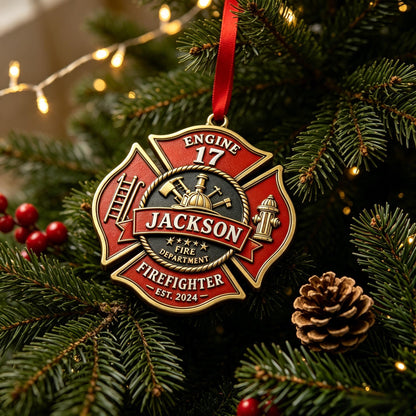 🚒Personalized Firefighter Badge Ornament