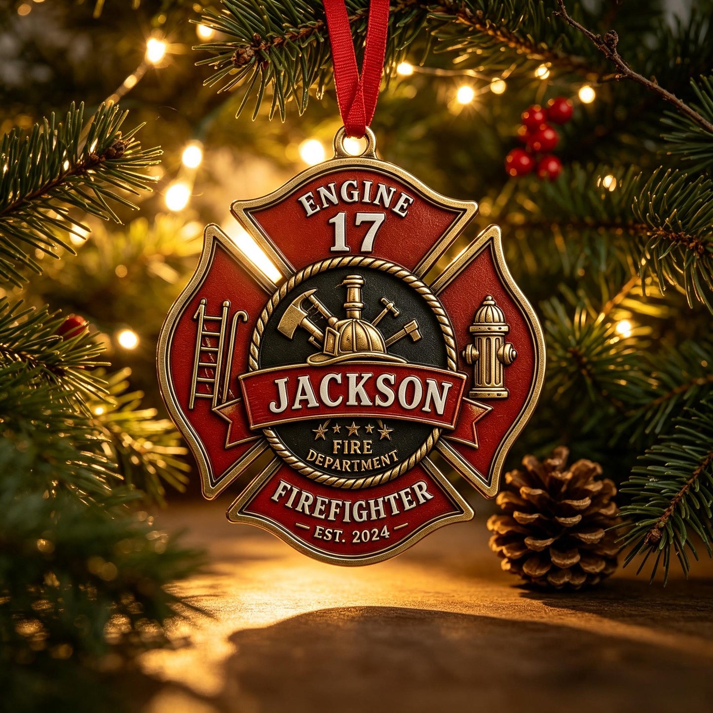 🚒Personalized Firefighter Badge Ornament
