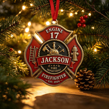 🚒Personalized Firefighter Badge Ornament