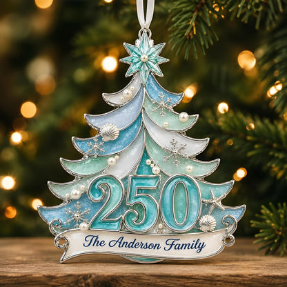 Personalized Sea Glass America 250th Christmas Ornament