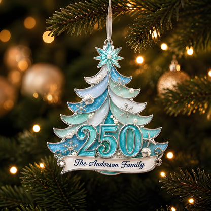 Personalized Sea Glass America 250th Christmas Ornament