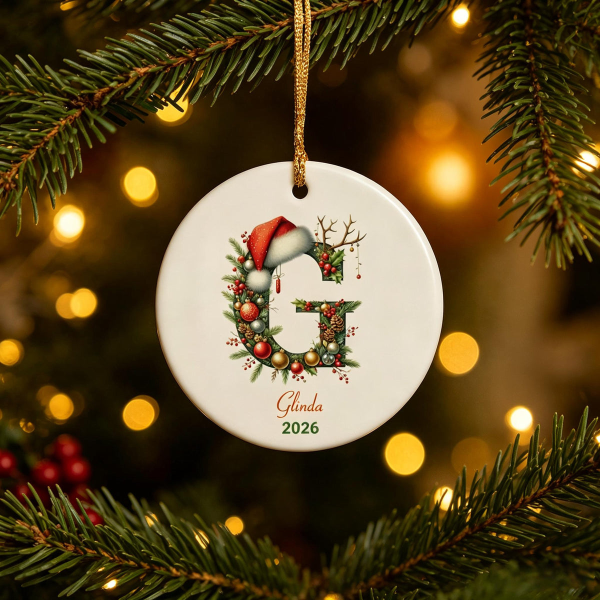 Personalized Christmas Initial Ornament