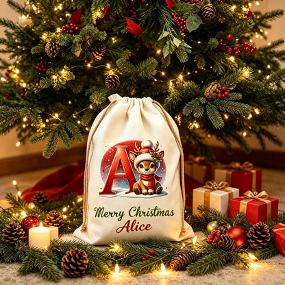 🎁🦌Personalized Christmas Reindeer Santa Sack