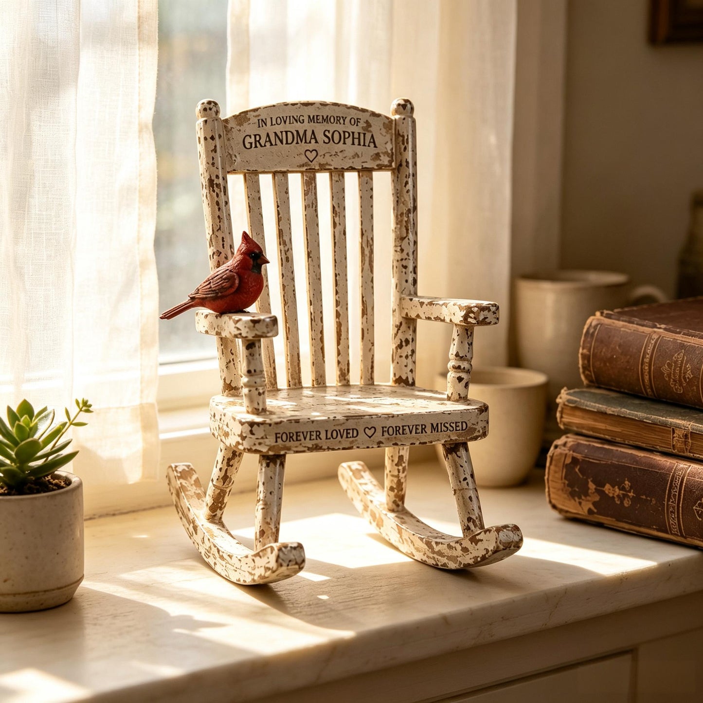🐦Personalized Memorial Rocking Chair Keepsake – Remembrance Cardinal Decor