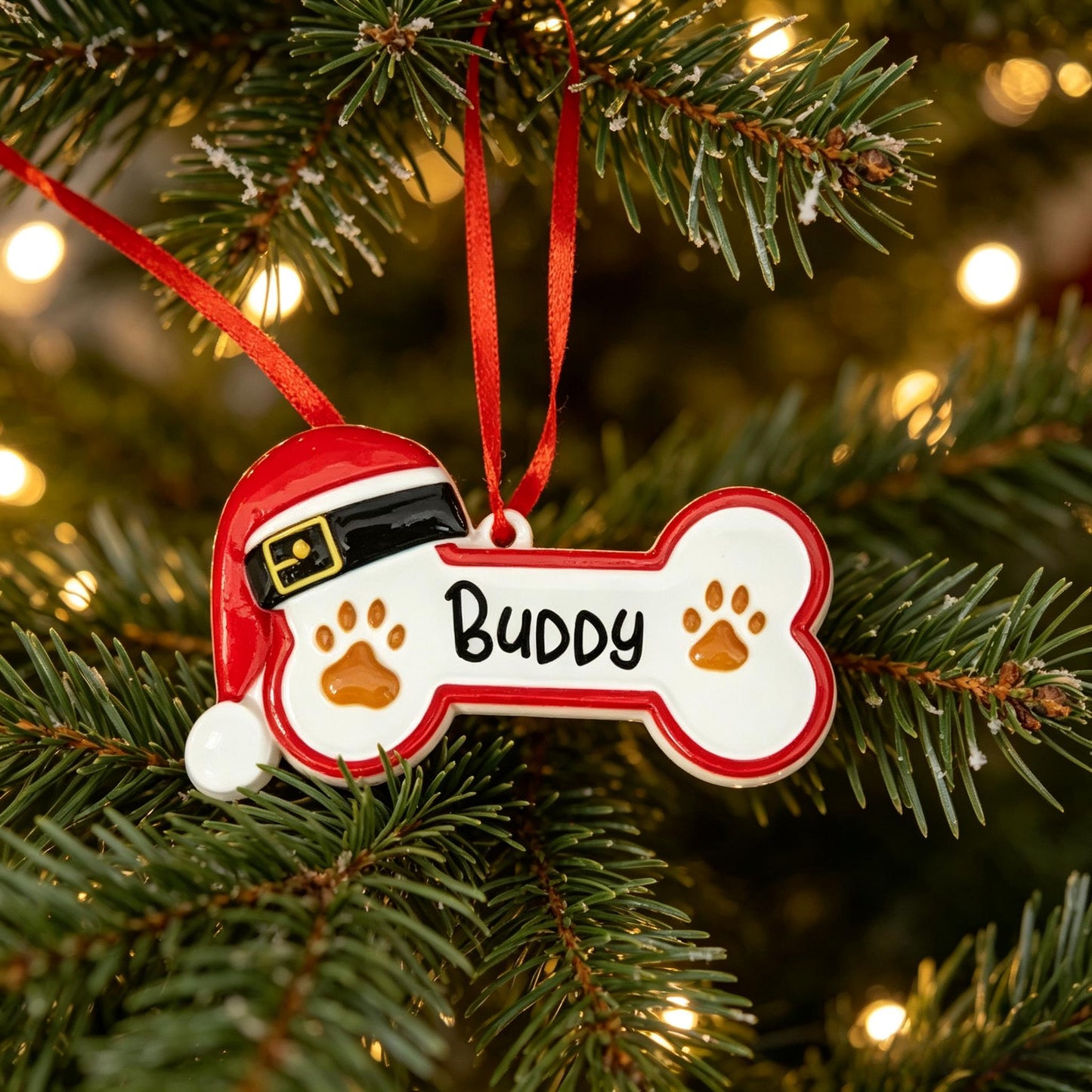 🐾 Personalized Dog Bone Christmas Ornament – Festive Pet Keepsake Collection