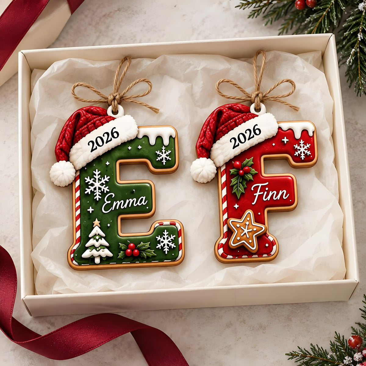 🎄 Personalized Initial Christmas Ornament – Custom Name Keepsake (A-Z) | 2026 Edition ✨🎅
