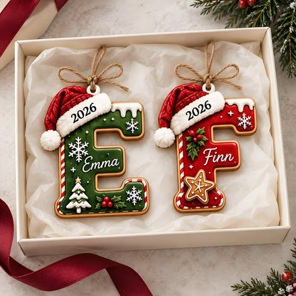 🎄 Personalized Initial Christmas Ornament – Custom Name Keepsake (A-Z) | 2026 Edition ✨🎅
