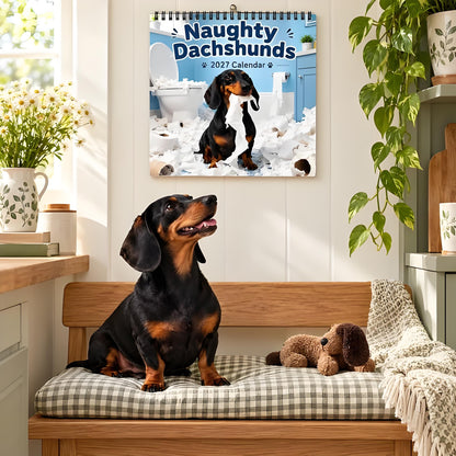 Naughty Dachshunds 2027 Wall Calendar