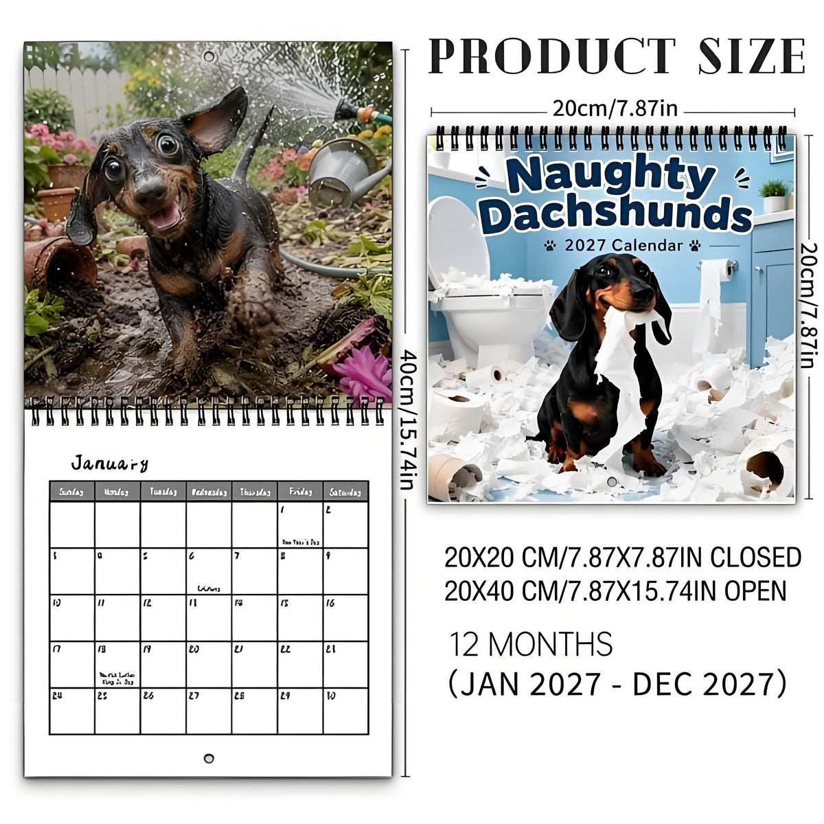 Naughty Dachshunds 2027 Wall Calendar