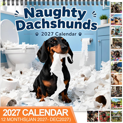 Naughty Dachshunds 2027 Wall Calendar